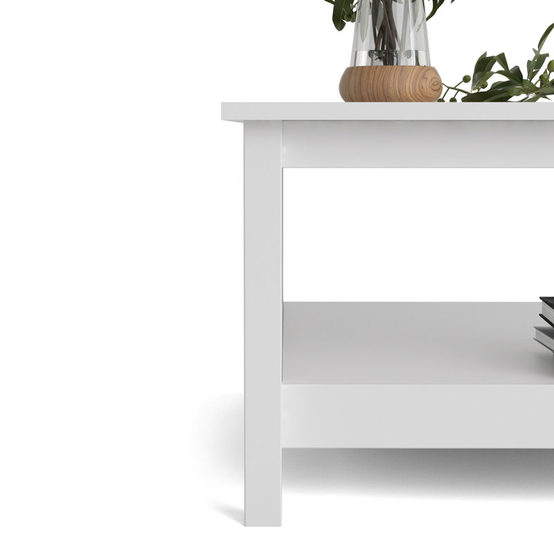 Besiana Four Leg Coffee Table with Storage, White