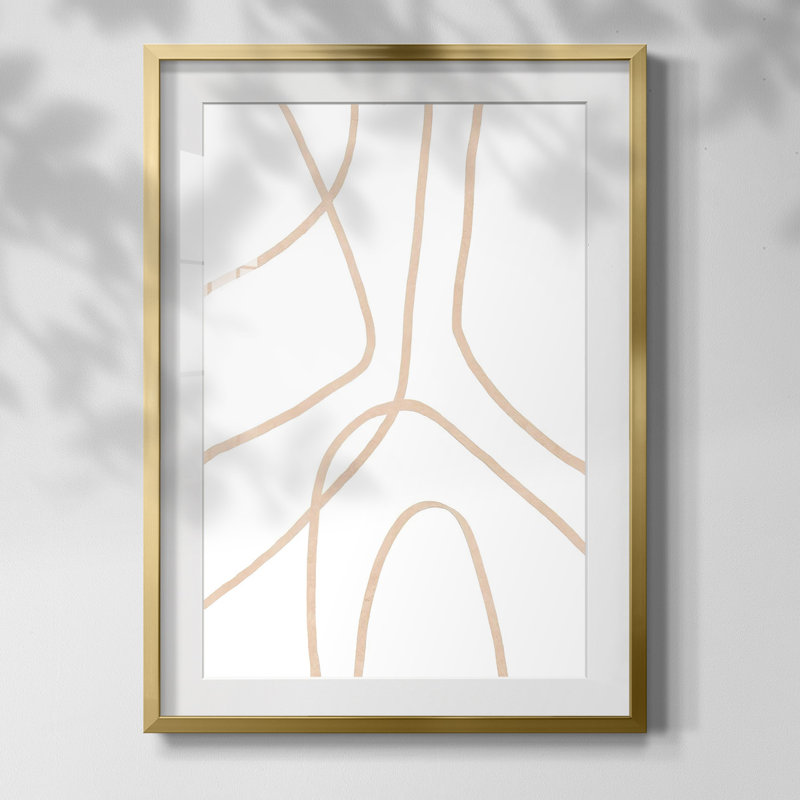 «Clean Contour IV», reproduction encadrée, Blanc, Papier avec cadre doré