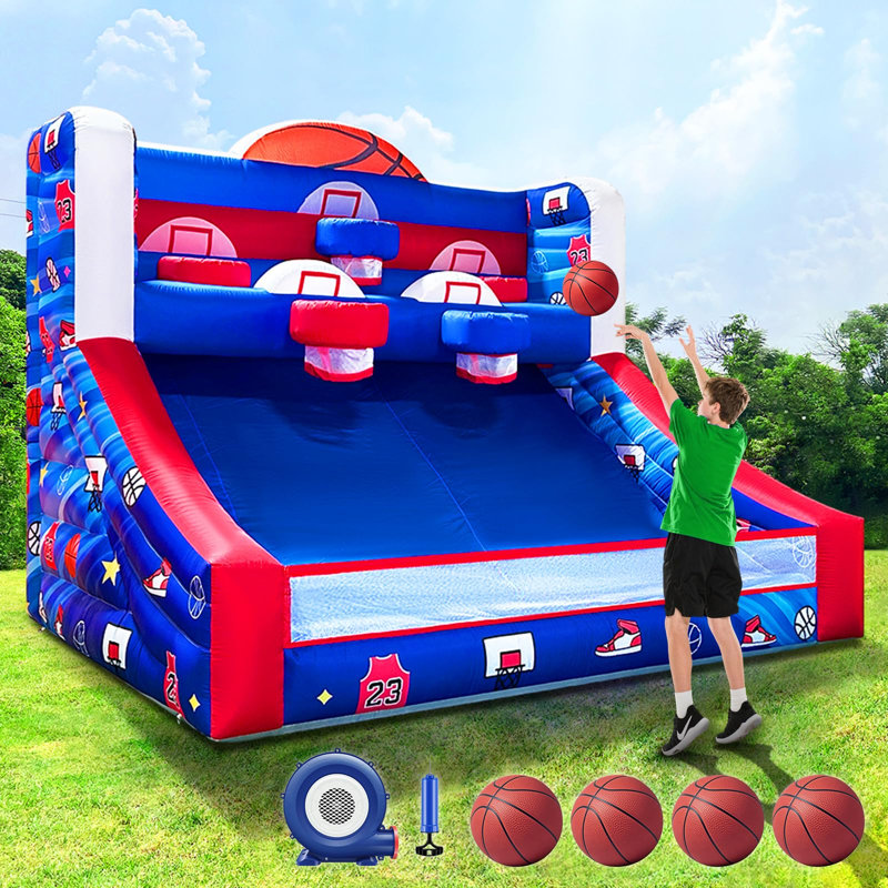 13Ft Inflatable Basketball Hoop Game with 5 balls & Blower Easy Set Up Ideal for Indoor Outdoor Party Game for Birthday & School Events