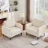 37 " Faux Leather Accent Chair Spacious Upholstered Armchair Set Of 2