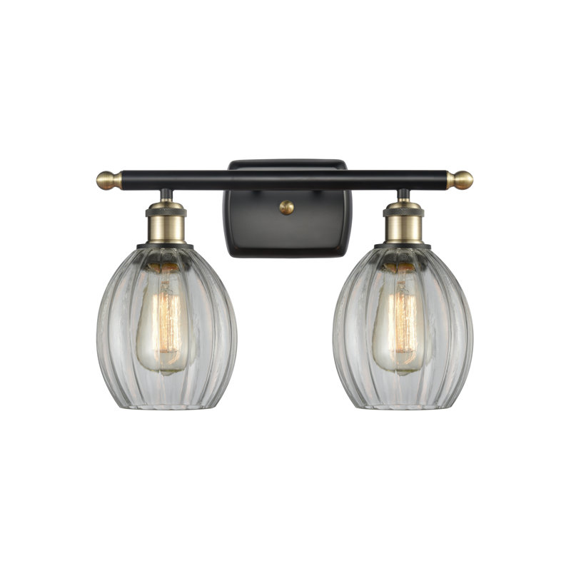 Éclairage pour salle de bain à intensité variable 2 lumières Fleshman, Transparent, Ampoule incandescente rétro de 60 watts