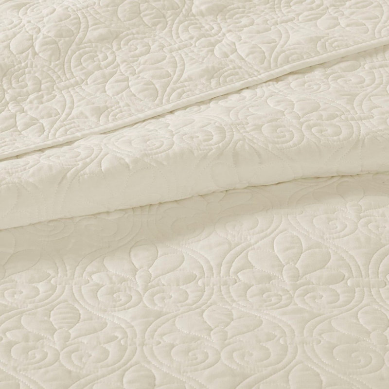 Ensemble de courtepointe réversible crème simple / simple TG, Cream, Courtepointe simple et 1 taie décorative