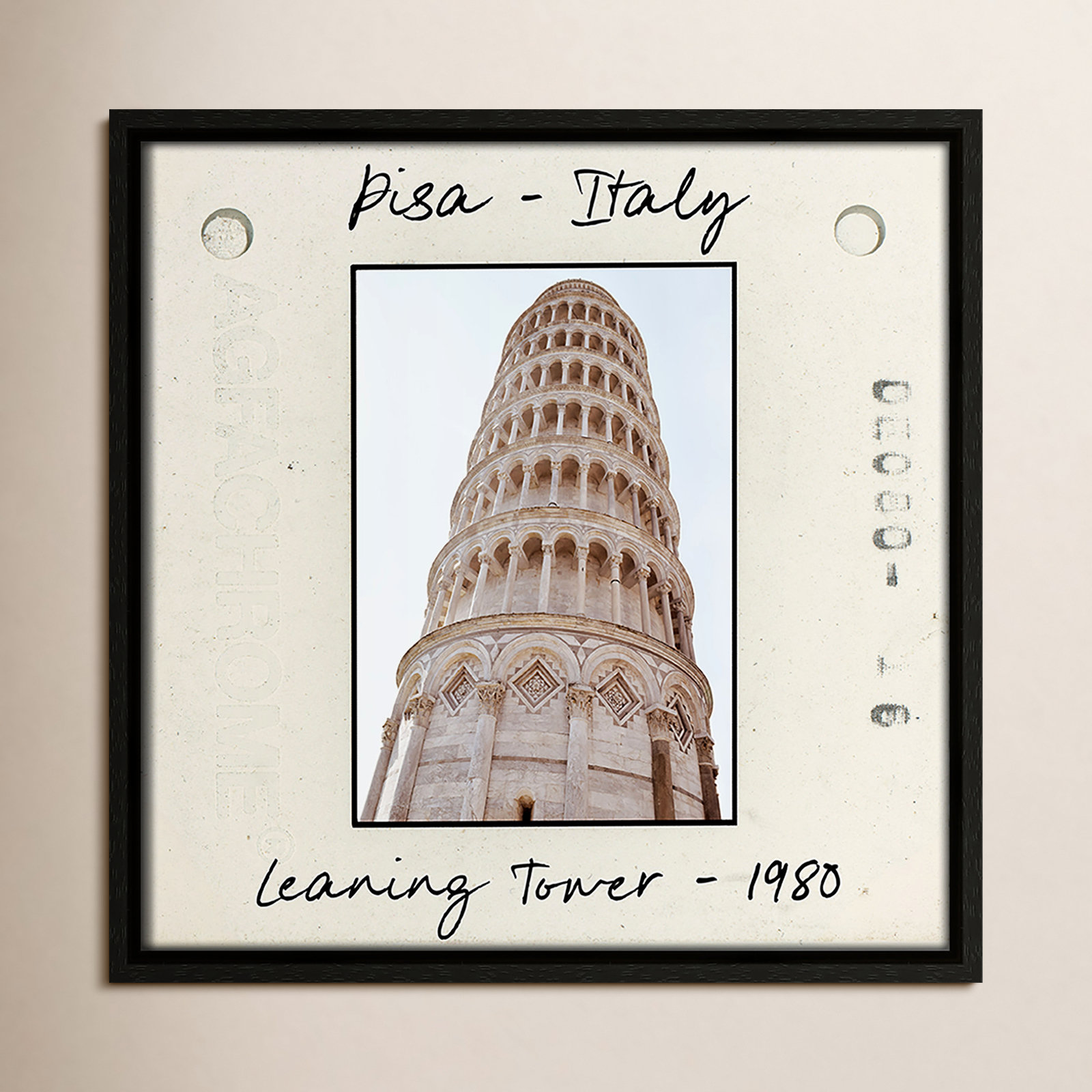 Pisa, Italy - Leaning Tower Print by Natalie Carpentieri, Espresso Floater Framed Canvas, 13.5" H x 13.5" W x 2" D