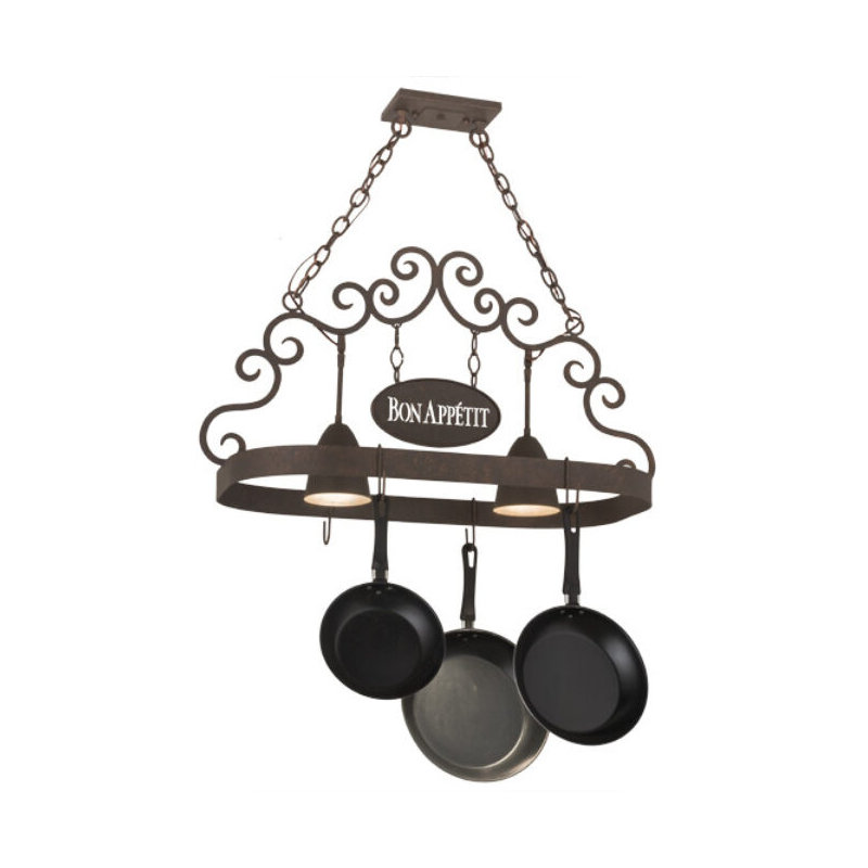 Bon Appetit Handcrafted Hanging Pot Rack, Copper Rust Premium
