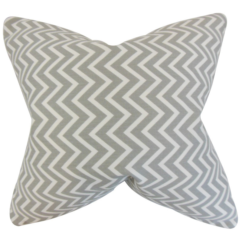 Chevron Cotton Reversible Throw Pillow, Light Gray, 22" x 22", Down Blend