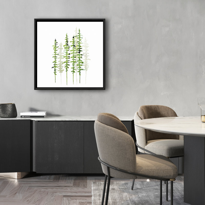 Slim Trees - Green Bedroom Framed Canvas | Home Decor