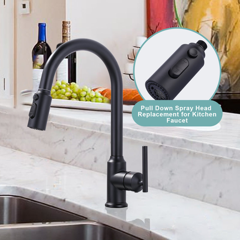 Matte Black 3-Function Kitchen Faucet Spray Head with 9 Adapters