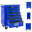 Chariot à outils 6 tiroirs pour le garage, chariot roulant en métal avec roues, noir et bleu, verrouillage par clé, chariot multifonctionnel à roulement, tiroirs verrouillables avec rangement bleu, surface en acier lisse-531905682