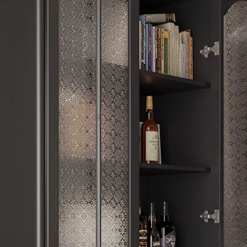 Bibliothèque française de style rétro, (4 tablettes) H 62,2 po x l 34,65 po x P 15,75 po, Noir, noir, noir, noir