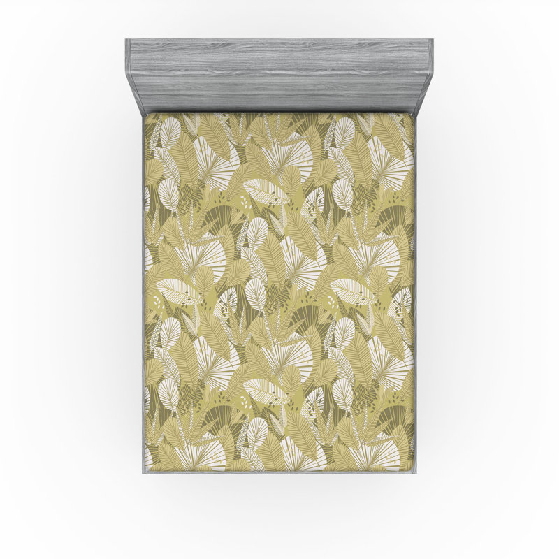 Drap-housse à motif floral Ambesonne, Drap-housse grand, Kaki pâle, vert armée / floral
