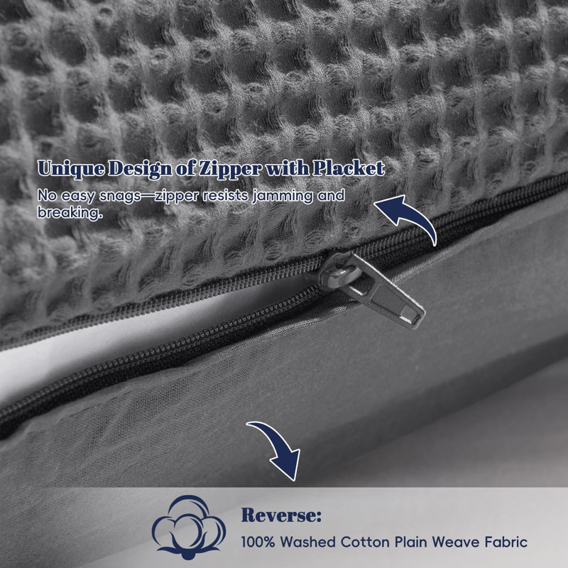 PHF 100% Cotton Waffle Body Pillowcase with Zipper, 1 Pack Soft Skin-Friendly and Breathable Pillow Sham for Bed, 20x54"