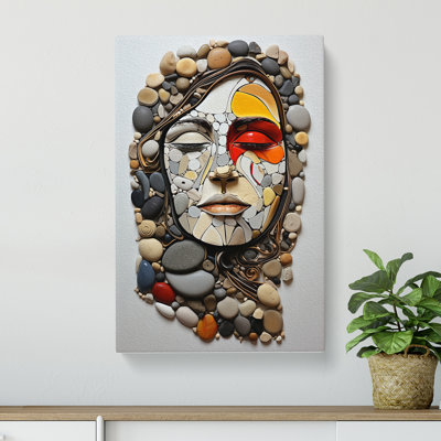 Pebbles Gestural - Wrapped Canvas