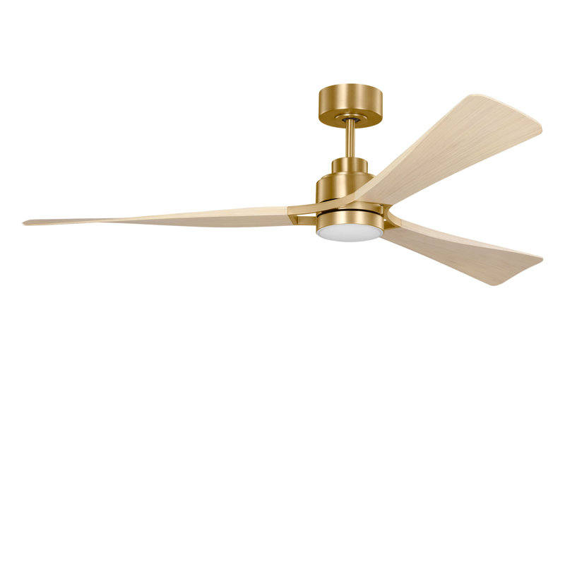 Smart 60 LED Ceiling Fan, Washed White Oak, Burnished Brass