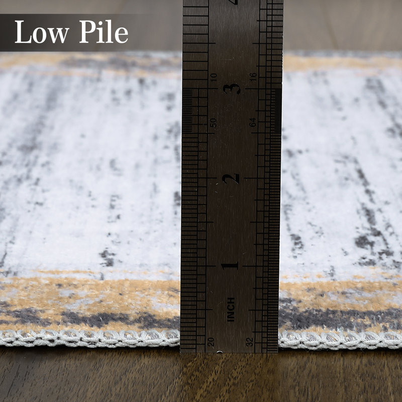 Machine Washable Rugs Bordered Modern Non-Slip Low Pile Rubber Backing Indoor Area Rug for Living Room Bedroom Kitchen Dining Room