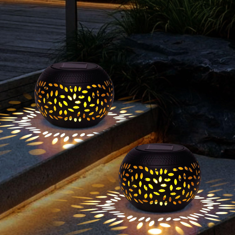 4.3'' 2 Pack Solar Lantern Outdoor Waterproof - Solar Table Lights LED Metal Tabletop Light Solar Powered Decorative Lighting Lanterns (Set of 2)