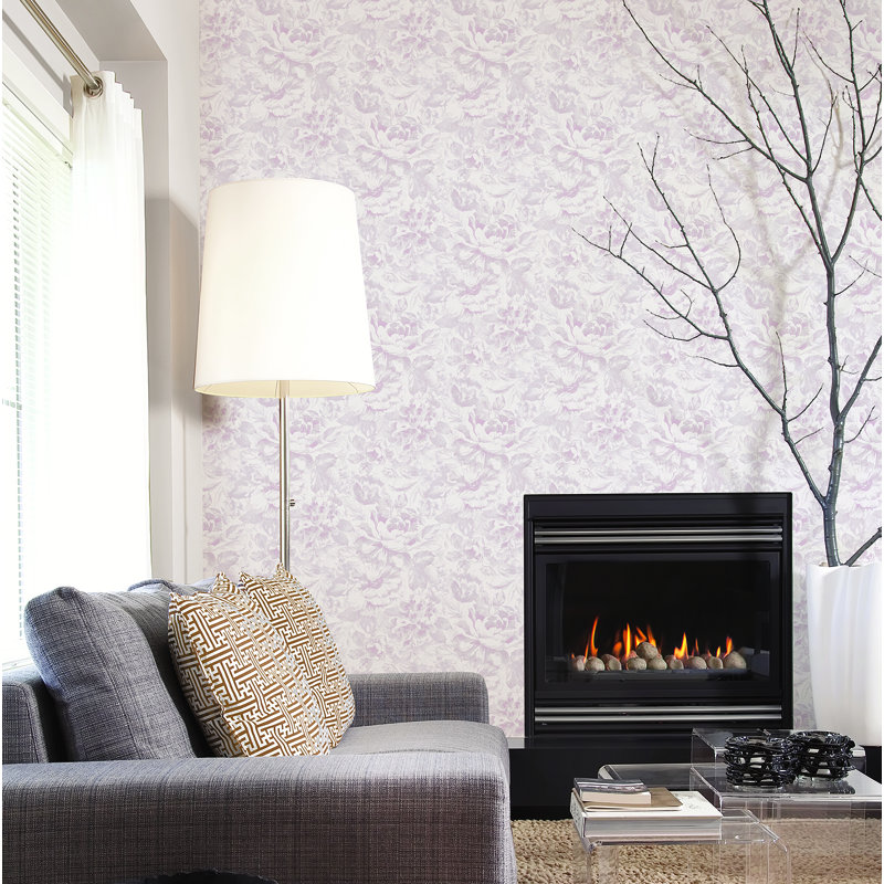 10m x 53cm Matte Wallpaper Roll, Grey/Pink