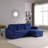 91 " Velvet L-Shaped Sofa Bed