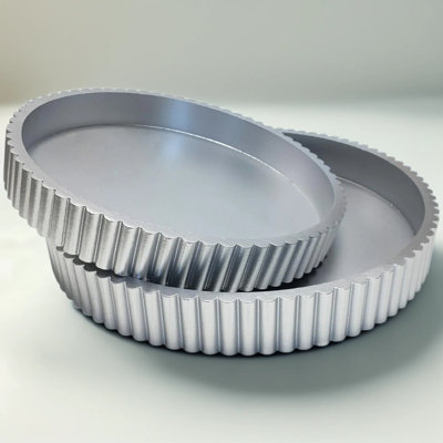 Nested Round Decorative Trays Set - Modern Wooden Centerpiece With Fluted Edge For Coffee Table, Ottoman, And Home Decor