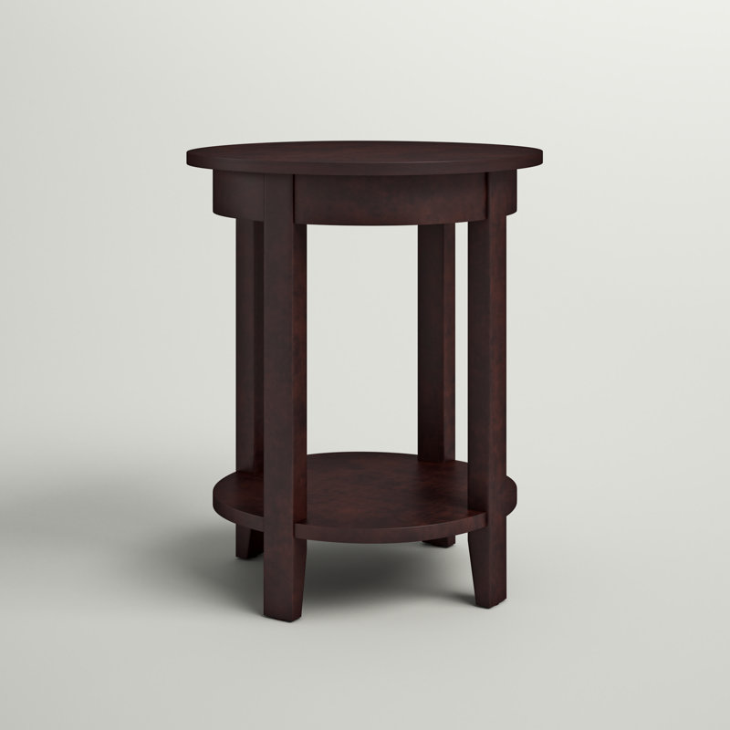 Marco Cottage Beach House Design Round Accent Table With 1 Open Shelf, Espresso
