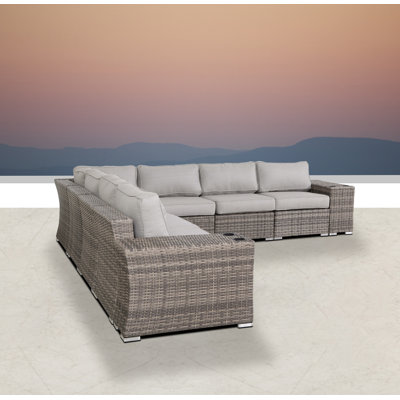 Albulena Fully Assembled Wicker Patio Sectional