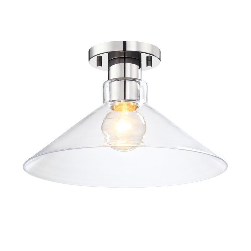 Ardis Glass Semi Flush Mount, Polished Nickel