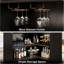 Armoire de bar en forme de L de 51,2 po avec porte-verres à pied, unité de bar d'angle à 4 niveaux, table de bar à vin avec alcool moderne et bureau de réception pour la maison, noir