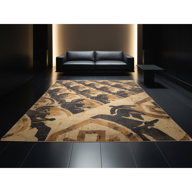 Soft Plush Durden Hoplite Phalanx Traditional Vintage Look Area Rug in Gray – Beige Binding, 2x5