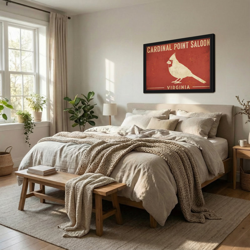 Animaux, Cardinal Point, Saloon, conception d'oiseaux de Virginie, H 12 po x l 18 po