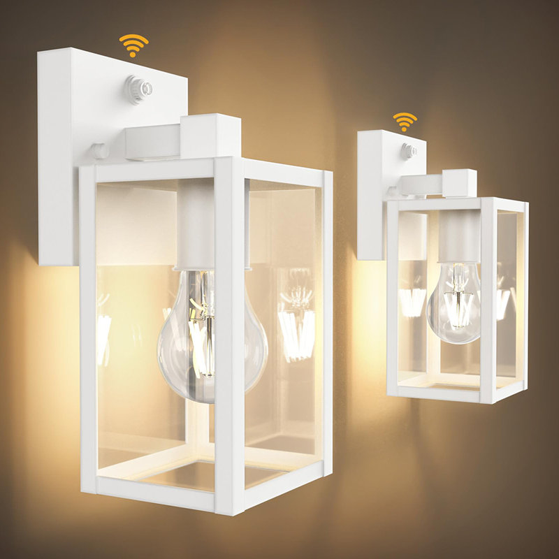 Dusk to Dawn Outdoor Wall Lantern 2 Pack (Bulbs not Included), White