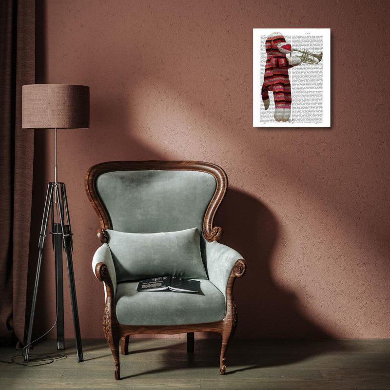 Art sur toile tendue Trinx Fab Funky Gallery, titré: Chaussette jouant de la trompette, H 18 po x l 15 po
