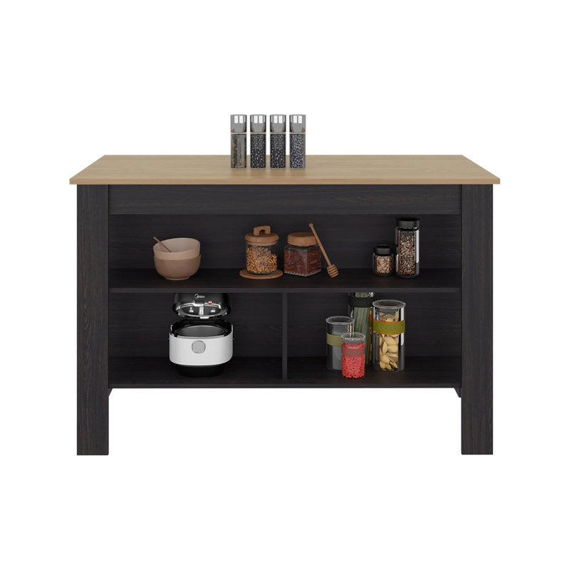 Îlot de cuisine avec rangement, Noir