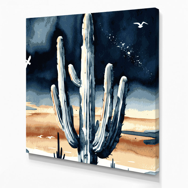 «Southwestern Plants Saguaro Cactus», art sur toile gris, H 12 po x l 12 po