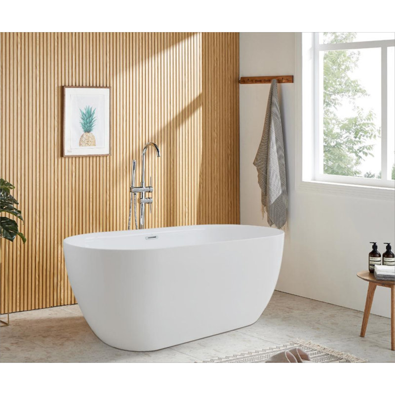55'' x 27.5'' Freestanding Soaking Acrylic Bathtub