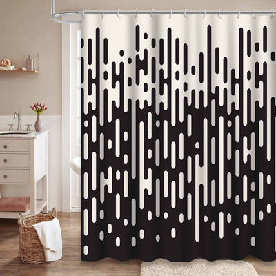 Rideau de douche noir et blanc avec 12 lignes Lines