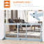 Barrière pour animaux - l 72 po x H 26,85 po, bleu-gris Largeur réglable pour les chiens et les chats. Matériaux. Bloque les entrées. Installation facile. Pour animaux de compagnie de petite taille et de taille très large 26,85 po, bleu-gris, animaux de compagnie, bois