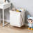 Foldable Laundry Hamper With Stand For Dorm Bathroom, Cotton Linen Fabric Collapsible Dirty Clothes Basket, Portable Storage Organizer