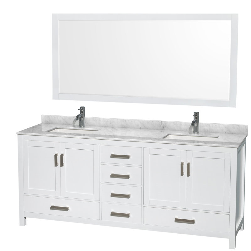 Sheffield 79" Double Bathroom Vanity Base Only, White