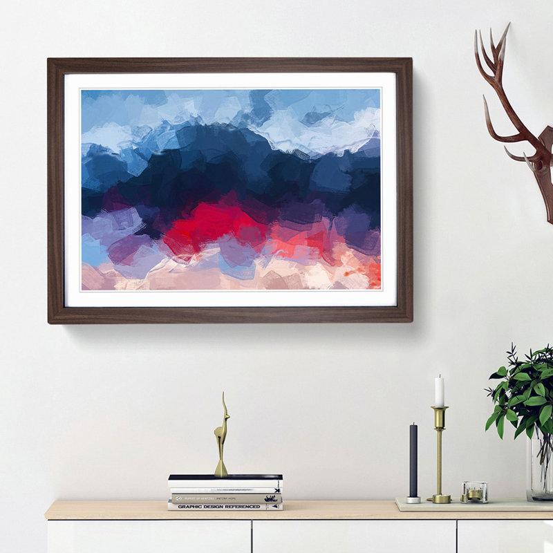 The Mood of the Sky in Abstract - Picture Frame Graphic Art Print, 48cm H x 65cm W x 2cm D, Walnut Framed