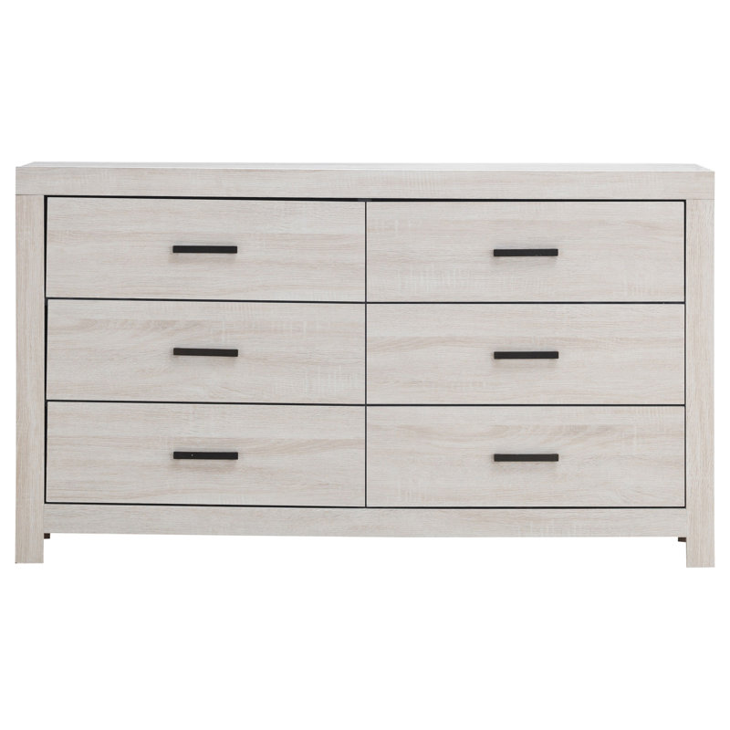 Commode 6 tiroirs Axat Coastal White, Ivoire