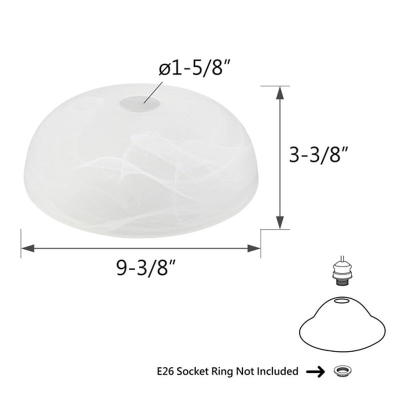 3.38'' H Metal Bowl Glass Shade