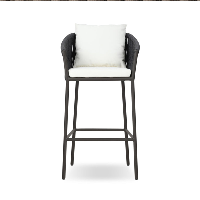 Porto Patio Bar Stool, 31.1", Black, Arashi Salt
