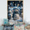 «Blue and White Frosty Snowman Landscape I - Winter Landscape», art mural