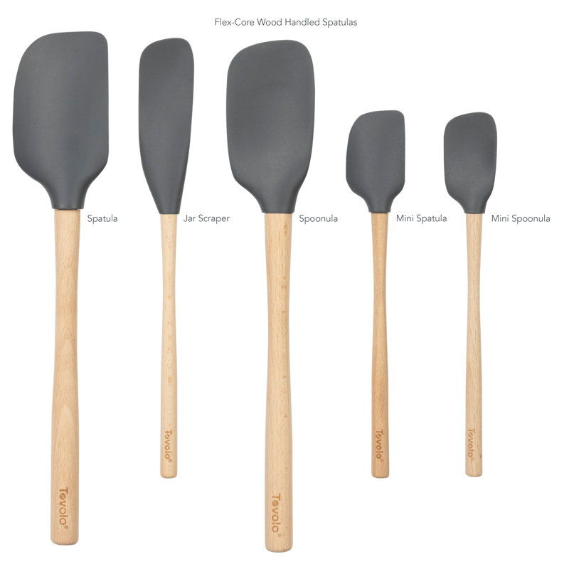 Flex-Core Wood Handled Spatula 5 Piece Set For Meal, Charcoal