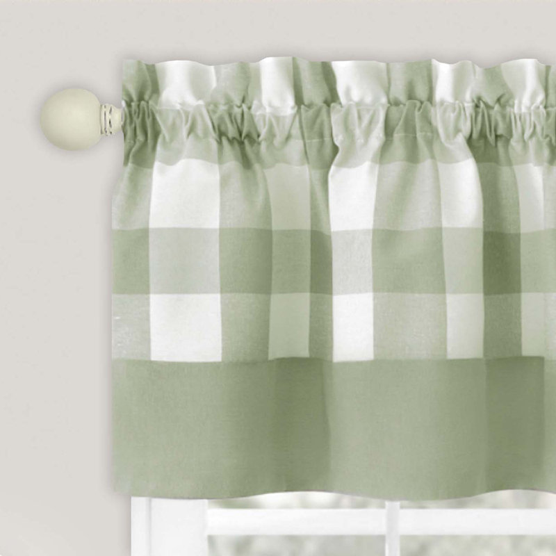 Woven Trends Guydra Tier and Valance Window Curtain Set, 57" W x 36" L, Green/White