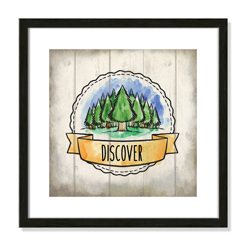 «Adventure is out There», art encadré 3, 16" H x 16" W x 1.18" D, Cadre boîte à grain de bois noir