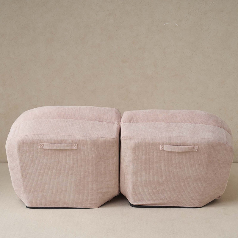 Convertible Fold-Out Single Sofa Bed,Pink,The Left Part Of The Complete Product., Pink
