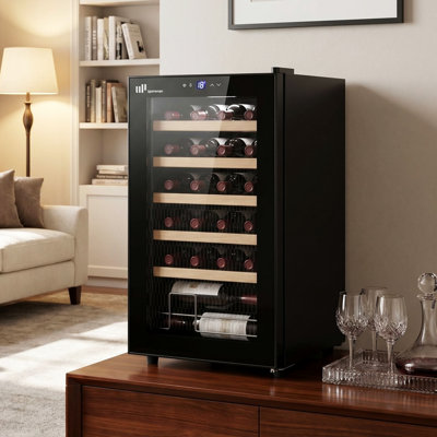24 Bottle Wine Cooler Refrigerator, Compact Small Built-in or Freestanding Wine Fridge