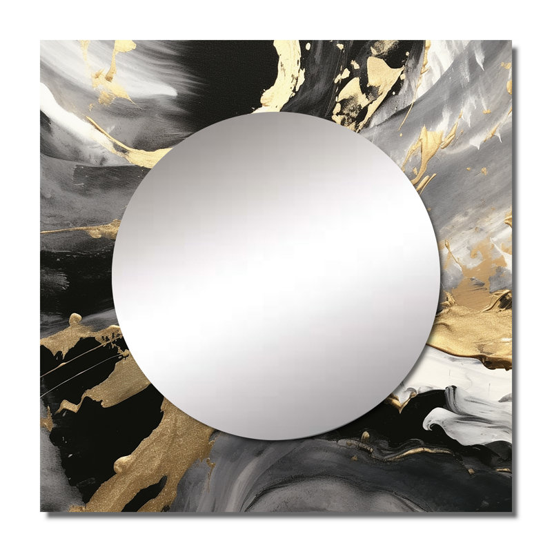 Aldeign - Grand miroir carré géométrique moderne pour décoration murale, 23 po x 23 po