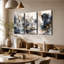 3 panneaux muraux noir et blanc avec impression d'aquarelle sur toile de montagne pour le salon-549735226