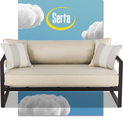 Canapé d'extérieur Serta Catalina avec structure en métal bronze, coussins épais et tissu résistant aux intempéries facile à nettoyer